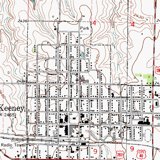 Topographic Map of Trego Grade School, KS