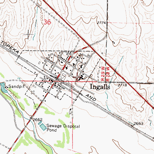 Topographic Map of Ingalls General School, KS