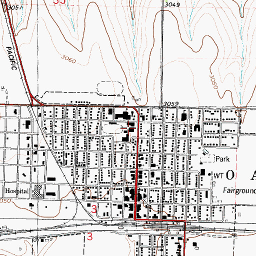 Topographic Map of Oakley Middle School, KS