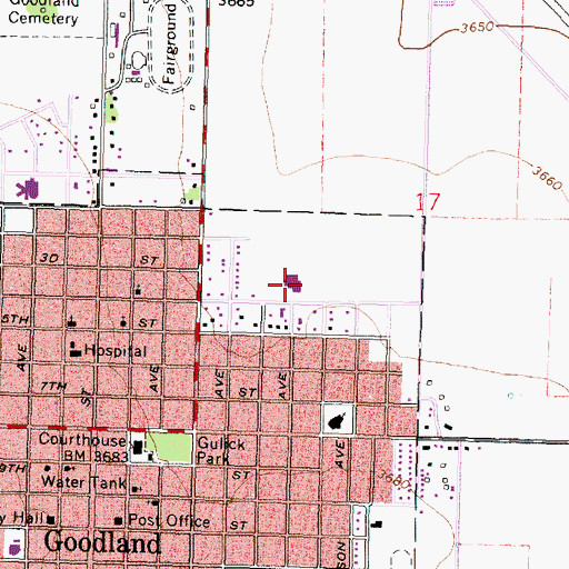 Topographic Map of North Elementary School, KS