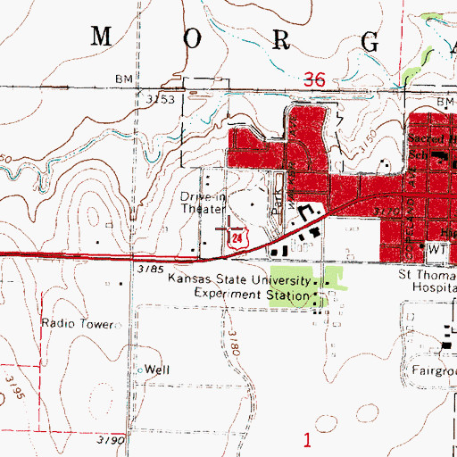Topographic Map of Heartland Christian School, KS
