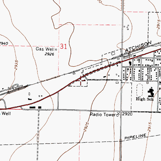 Topographic Map of Crosswalk Christian School, KS