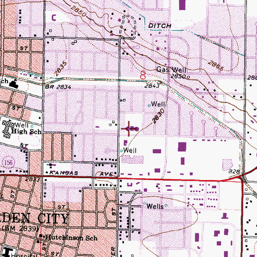 Topographic Map of Jennie Wilson Elementary School, KS