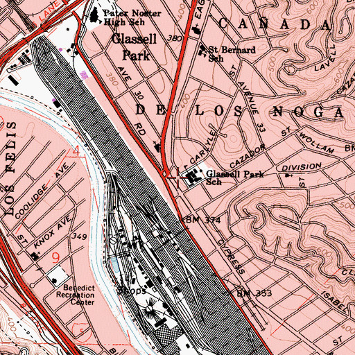 Topographic Map of Glassell Park Elementary School, CA