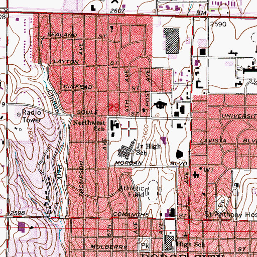 Topographic Map of Soule Elementary School, KS
