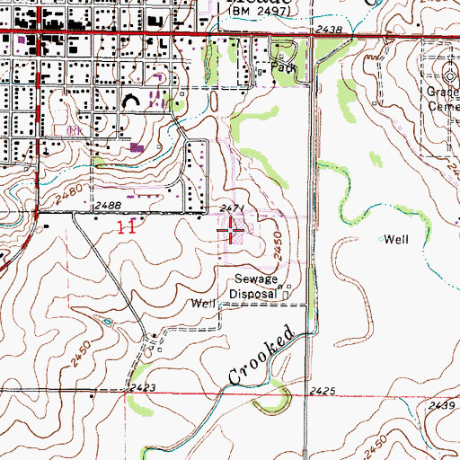 Topographic Map of Meade High School, KS