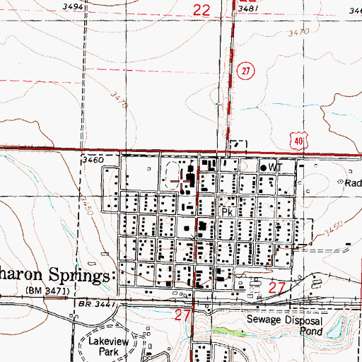 Topographic Map of Sharon Springs Elementary / Middle School, KS