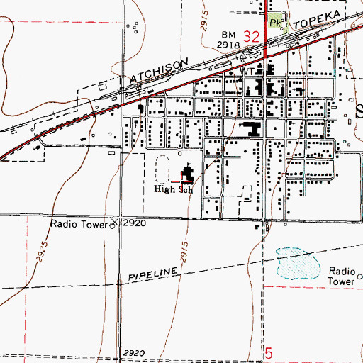 Topographic Map of Sublette Middle School, KS