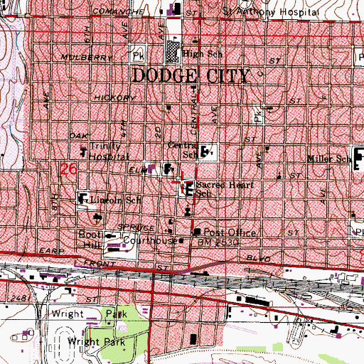 Topographic Map of Sacred Heart Cathedral School, KS