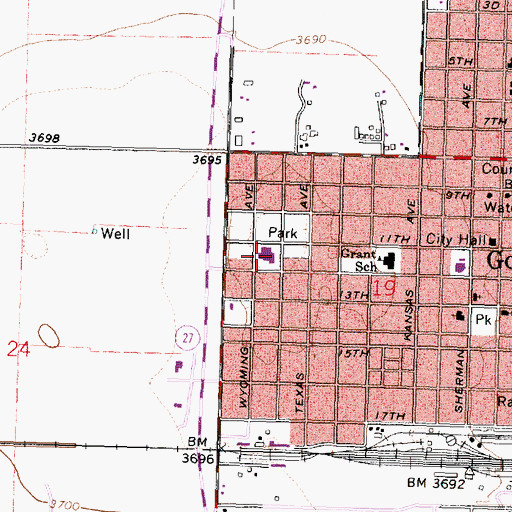 Topographic Map of West Elementary School, KS