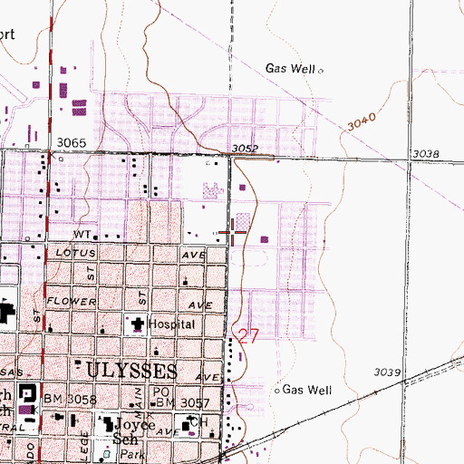 Topographic Map of Hickok Elementary School, KS