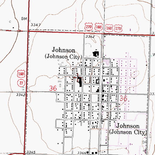 Topographic Map of Stanton County Elementary School, KS