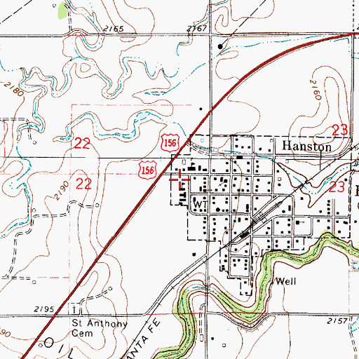 Topographic Map of Hanston Elementary School, KS