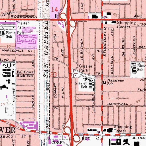 Topographic Map of Glazier Park, CA