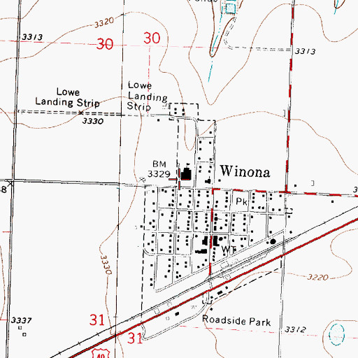 Topographic Map of Winona Elementary School, KS