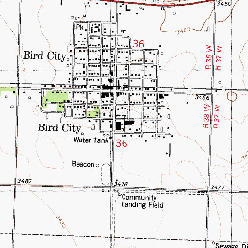 Topographic Map of Cheylin West Elementary School, KS