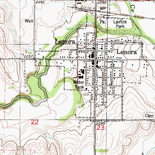 Topographic Map of Lenora High School, KS