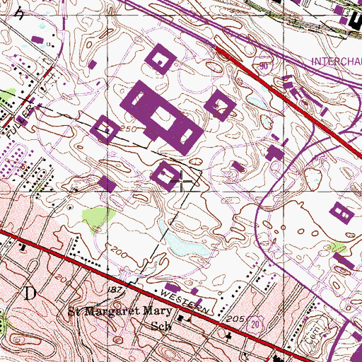 Topographic Map of Cayuga Hall, NY