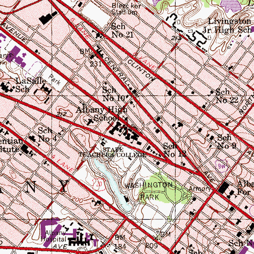 Topographic Map of Governor Thomas E Dewey Graduate Library for Public Affairs and Policy, NY