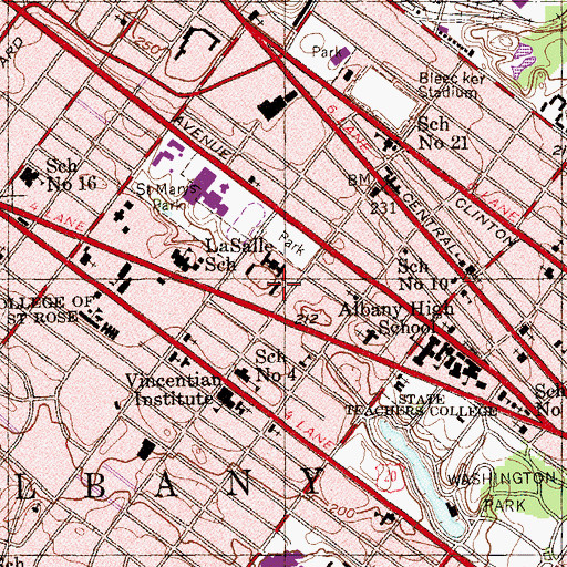 Topographic Map of Pierce Hall, NY