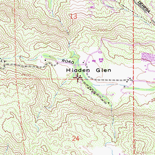 Topographic Map of Glen Lonely, CA