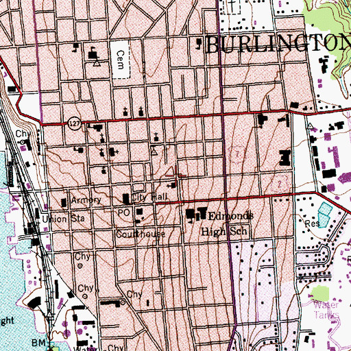 Topographic Map of YMCA Preschool and Kindergarten, VT