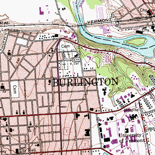 Topographic Map of Hull Crest School, VT