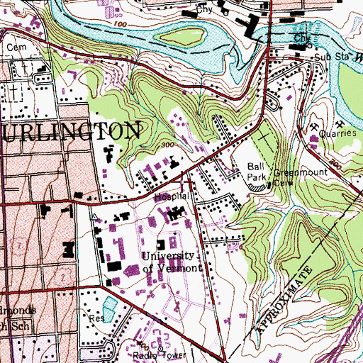 Topographic Map of Trinity College Child Care Center, VT