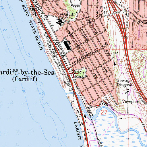 Topographic Map of Glen Park, CA