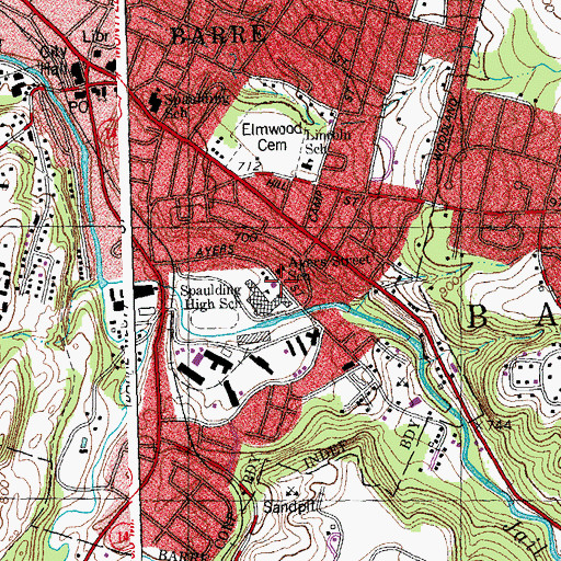 Topographic Map of Barre Supervisory Union, VT