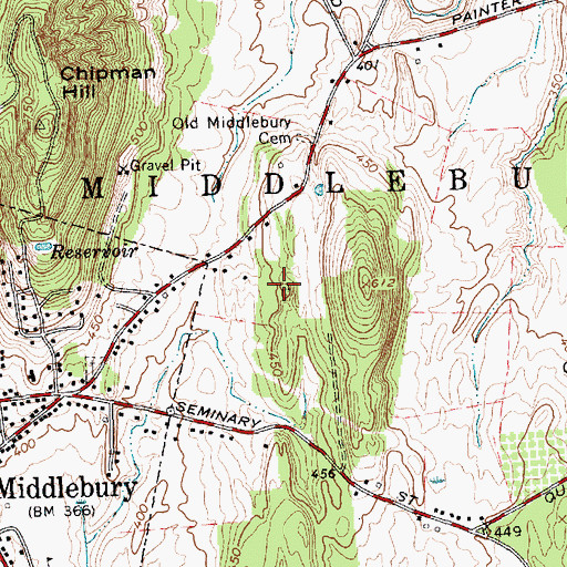 Topographic Map of Aurora School, VT