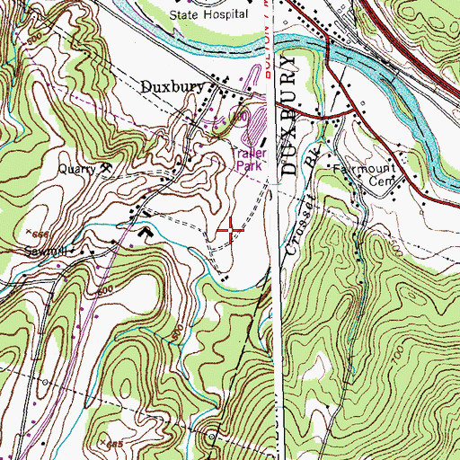 Topographic Map of Crossett Brook Middle School, VT