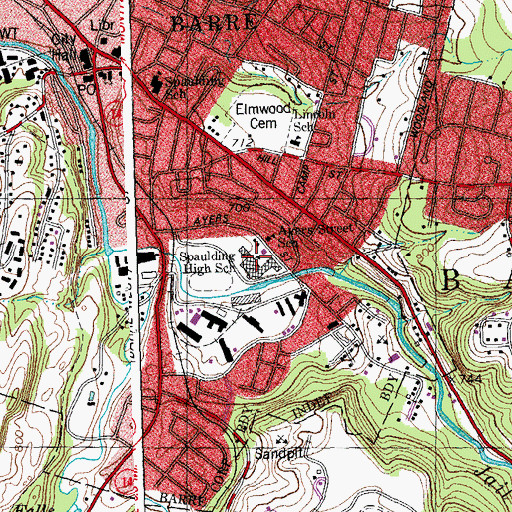 Topographic Map of Barre Regional Vocational Technical Center, VT