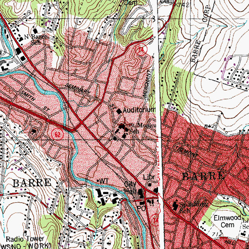 Topographic Map of Saint Monica School, VT