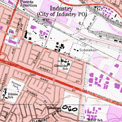 Topographic Map of Glenelder Elementary School, CA