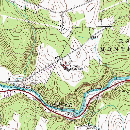 Topographic Map of U-32 High School, VT