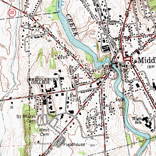 Topographic Map of Saint Mary's Catholic Elementary School, VT