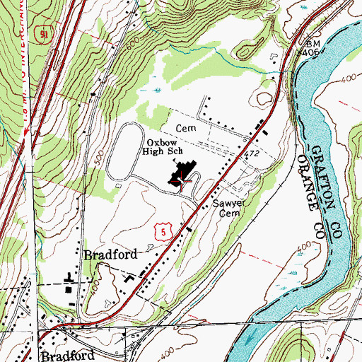Topographic Map of Riverbend Career and Technical Center, VT
