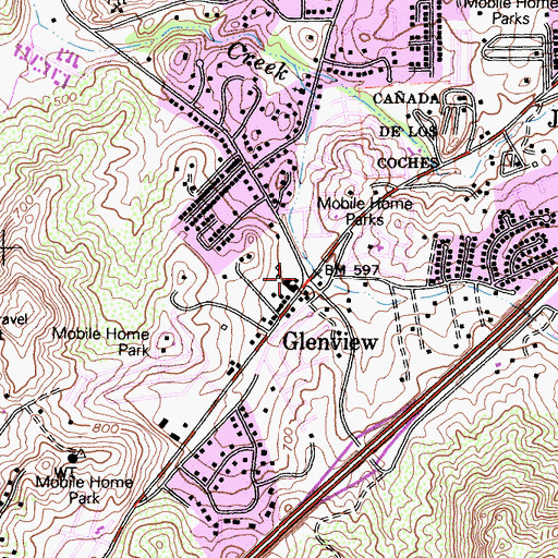 Topographic Map of Glenview, CA
