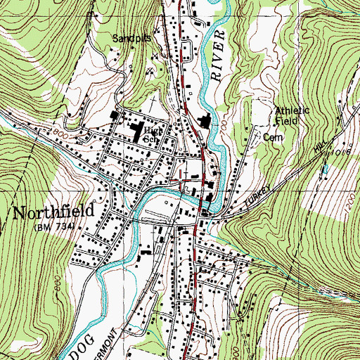 Topographic Map of Northfield Day Care, VT