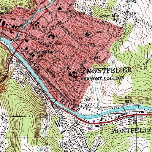 Topographic Map of Family Center of Washington County, VT