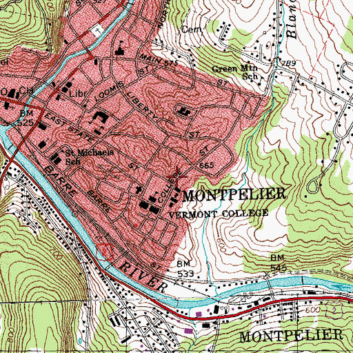 Topographic Map of New England Culinary Institute Admission Office, VT