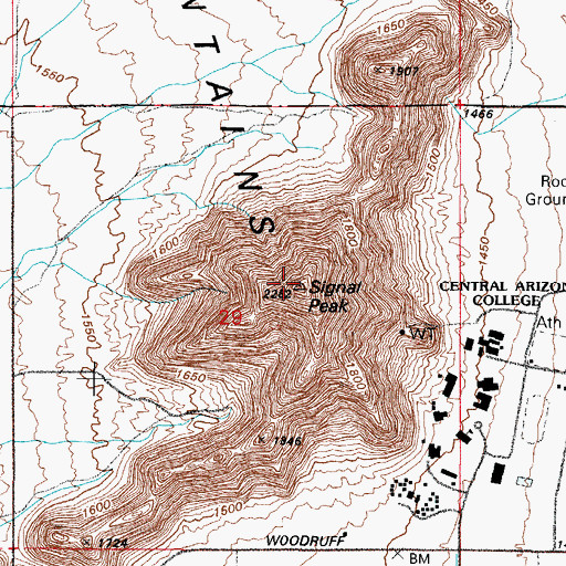 Topographic Map of Signal Peak, AZ