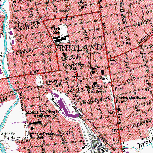Topographic Map of Rutland City School District Office, VT