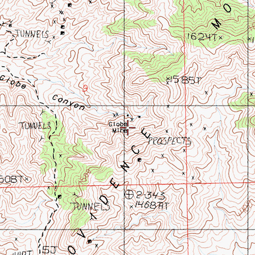 Topographic Map of Globe Mine, CA