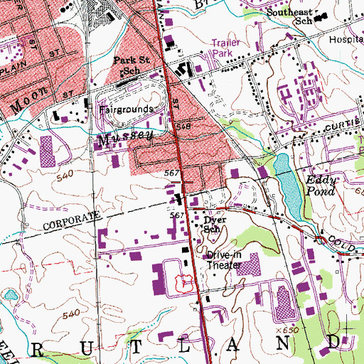 Topographic Map of Rutland Central School District Office, VT