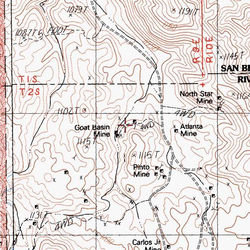 Topographic Map of Goat Basin Mine, CA