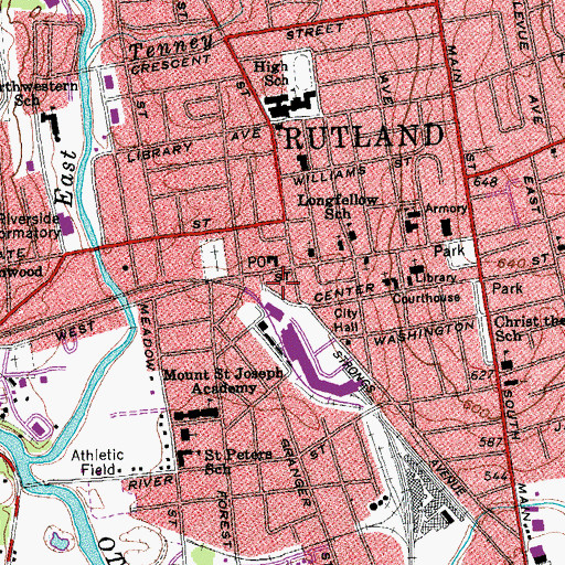 Topographic Map of Community College of Vermont, VT