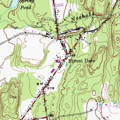 Topographic Map of Neshobe School, VT