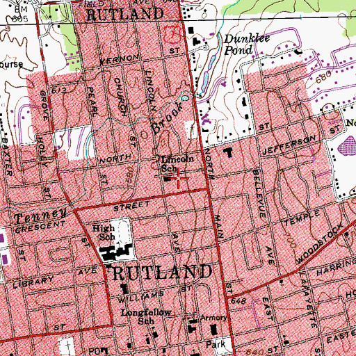 Topographic Map of Rutland Area Christian School, VT